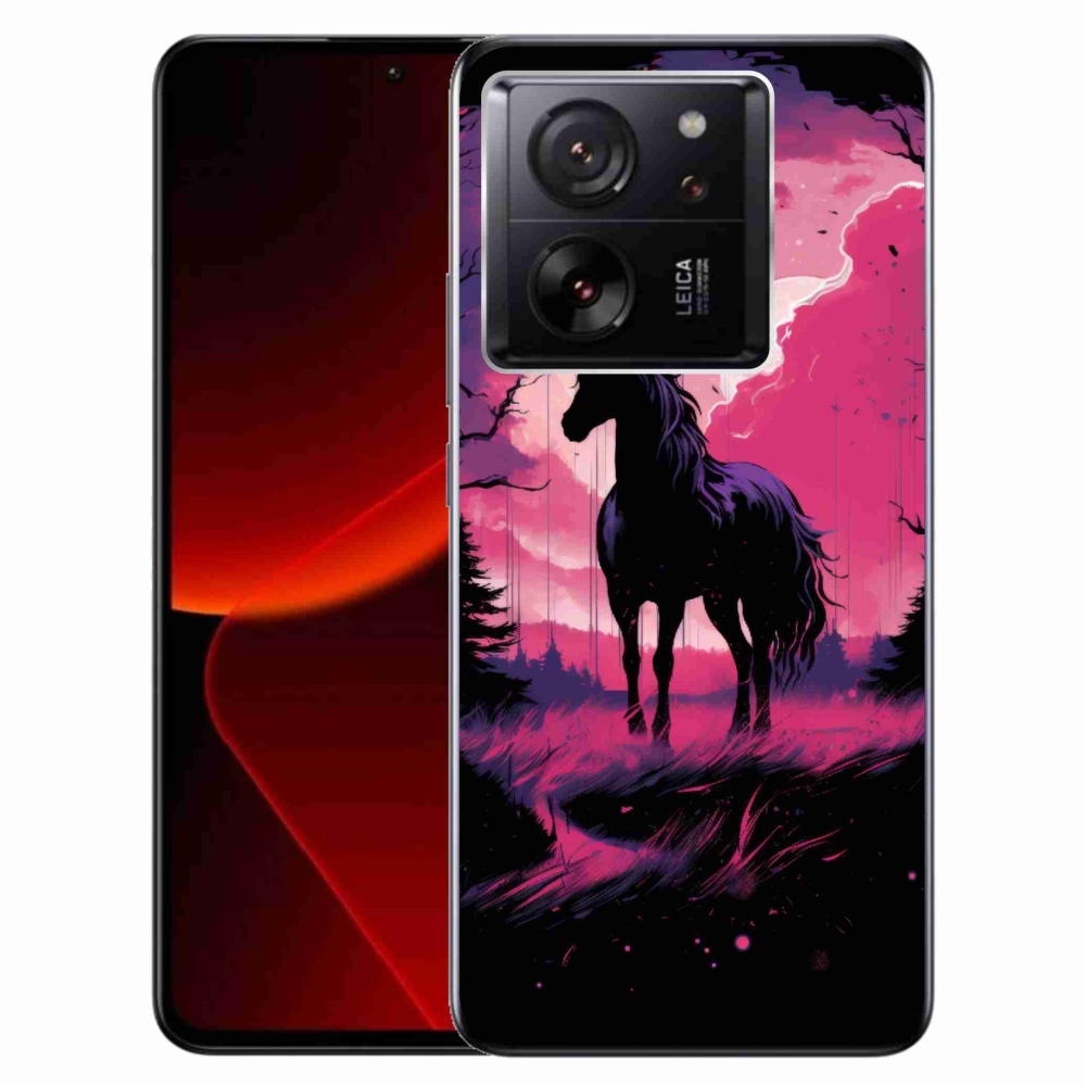 Gél borítás mmCase a Xiaomi 13T/13T Pro számára - fekete rajzfilm ló 1