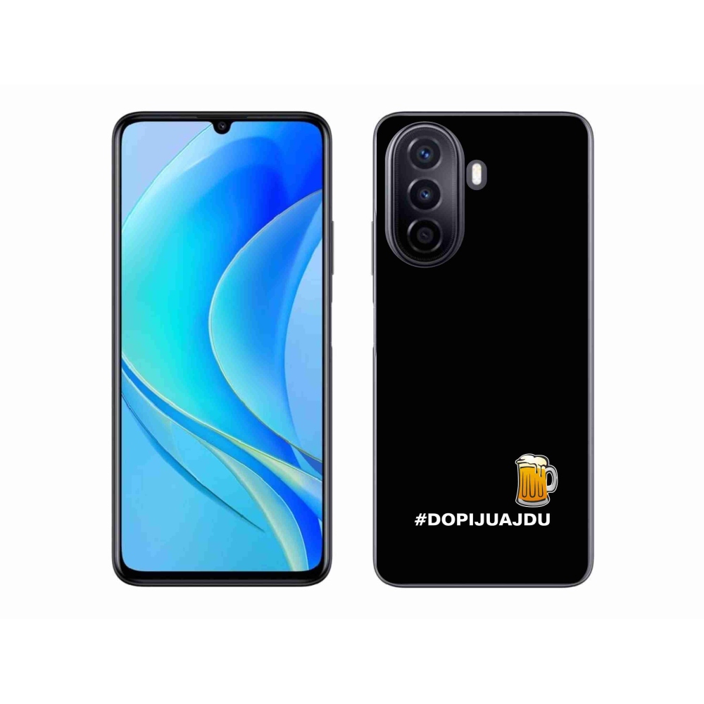 Gél borító mmCase a Huawei Nova Y70 - sör motívum 1 fekete háttérrel