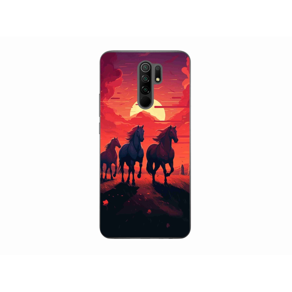 Gél borítás mmCase a Xiaomi Redmi 9-hez - lovak és naplemente