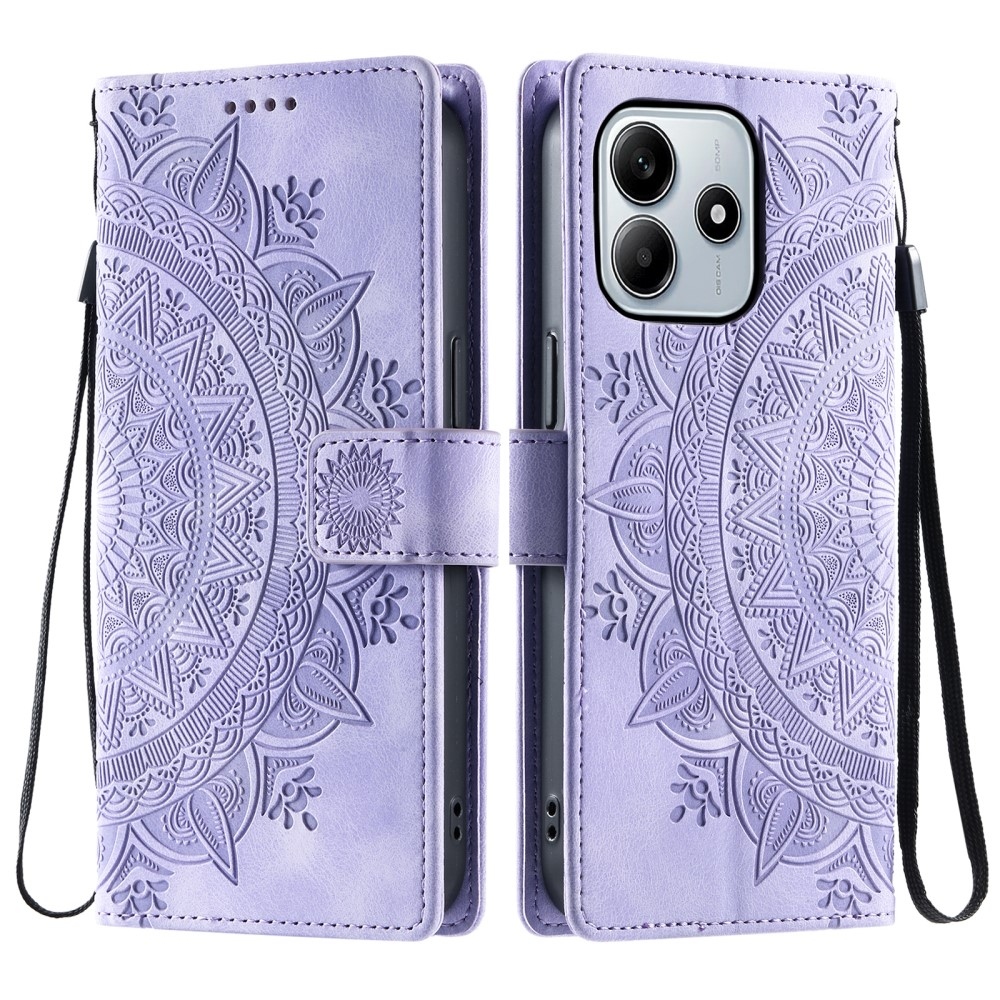Mandalák könyv tok Xiaomi Redmi Note 14-hez - lila