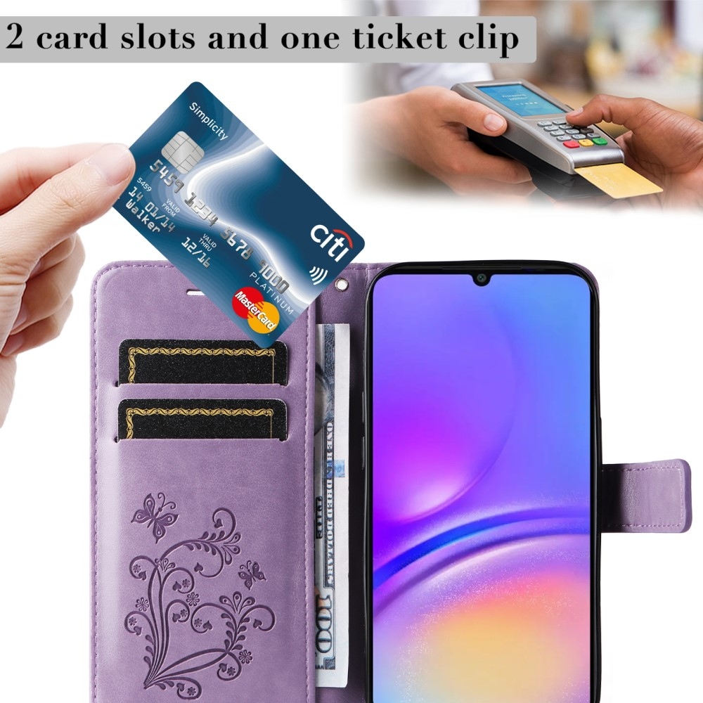 Nagy pillangó könyv tok Samsung Galaxy A06 4G-hez - lila