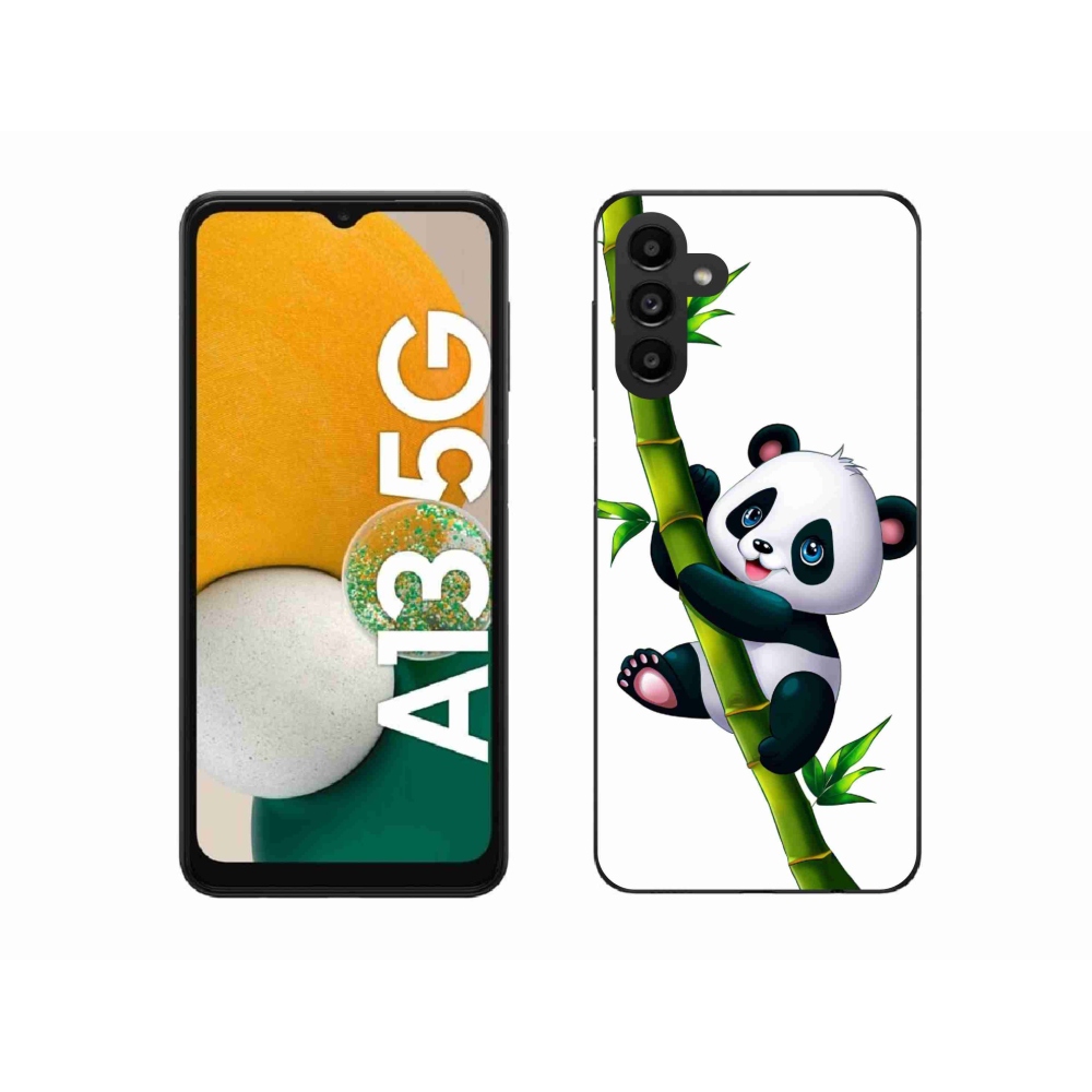 Gél borítás mmCase Samsung Galaxy A13 5G - panda a bambuszon - Samsung Galaxy A13 5G számára