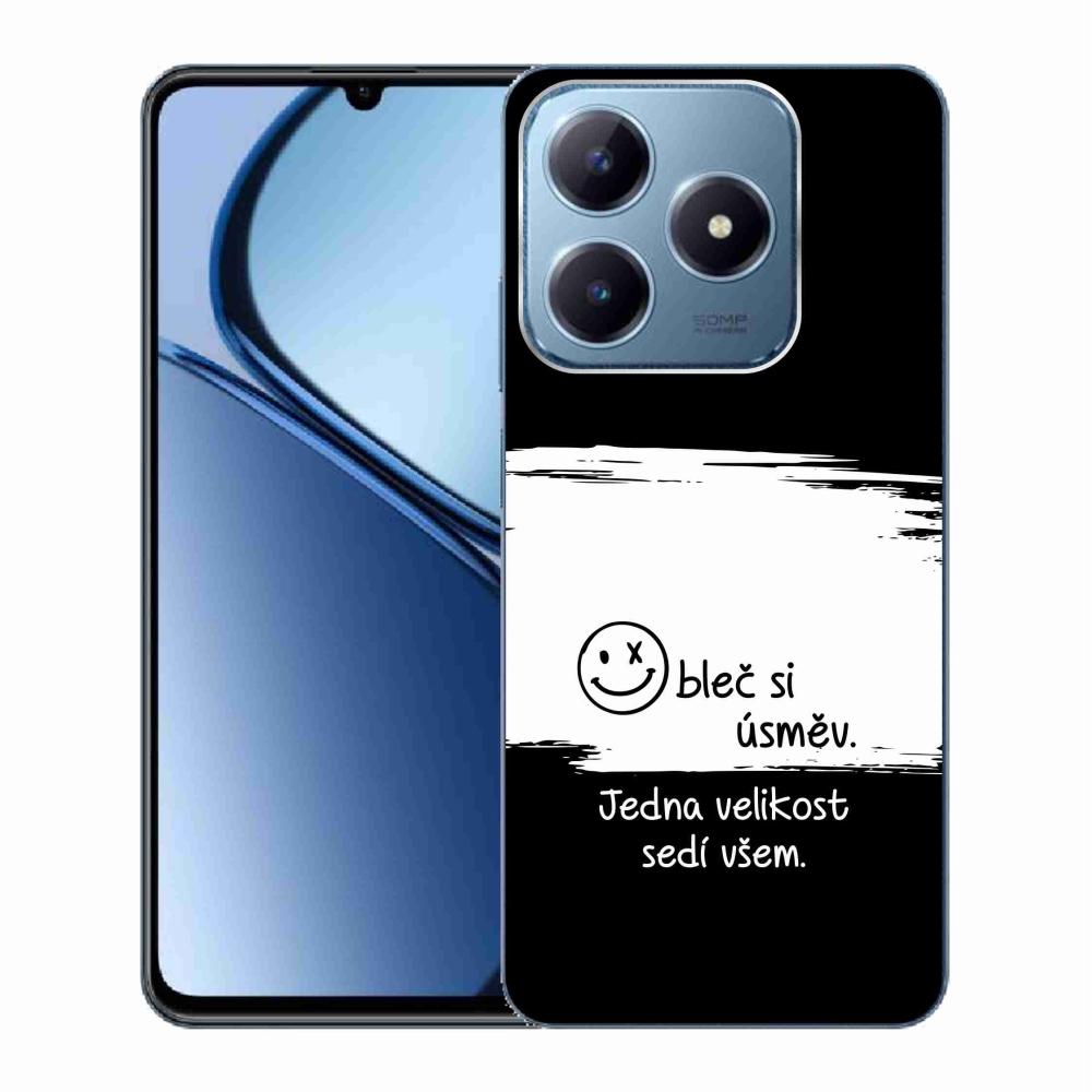 Gél borító mmCase a Realme C63 készülékhez - vicces szöveg 8 fekete és fehér háttérrel