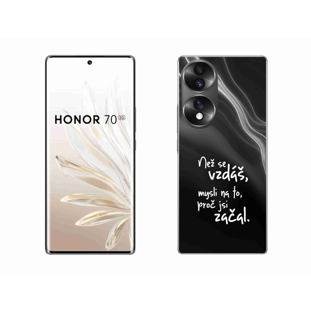 Zselés borító mmCase a Honor 70 készülékhez - idézet 2 fekete háttér