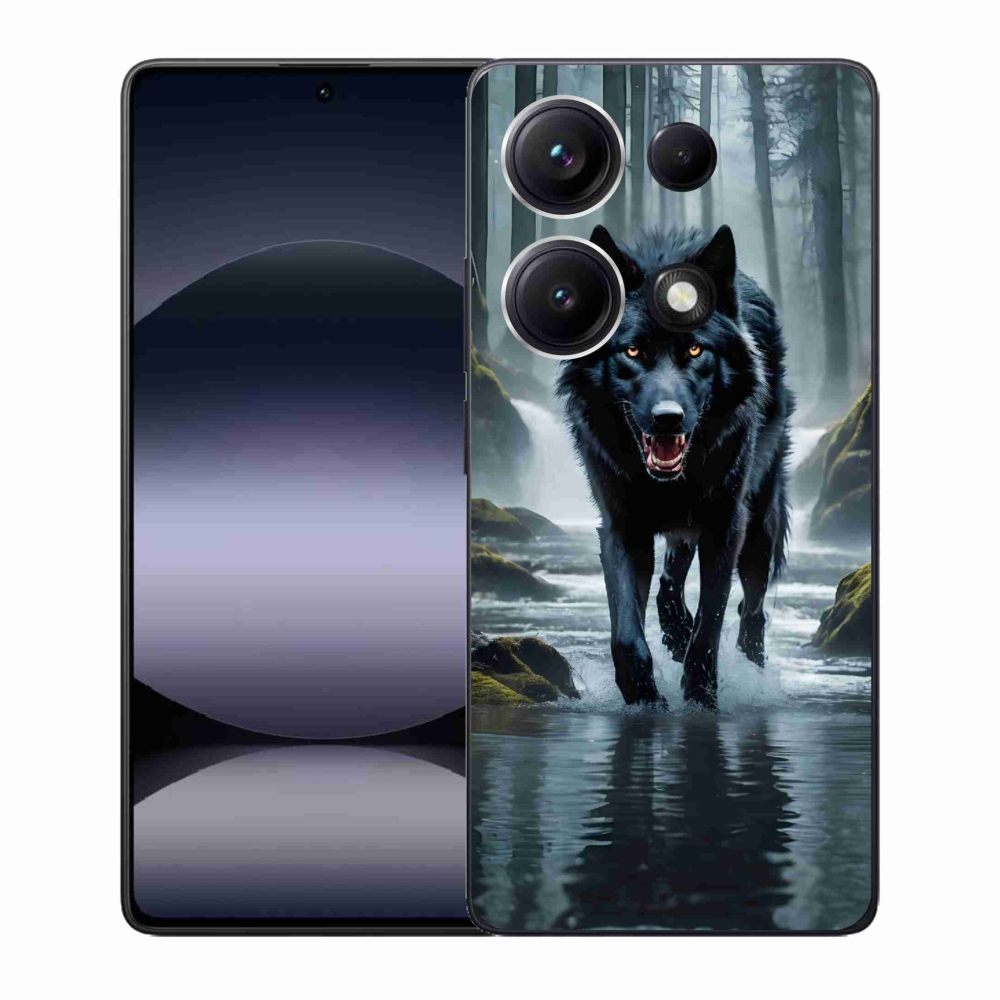 Gél borítás mmCase a Xiaomi Redmi Note 14S számára - fekete farkas