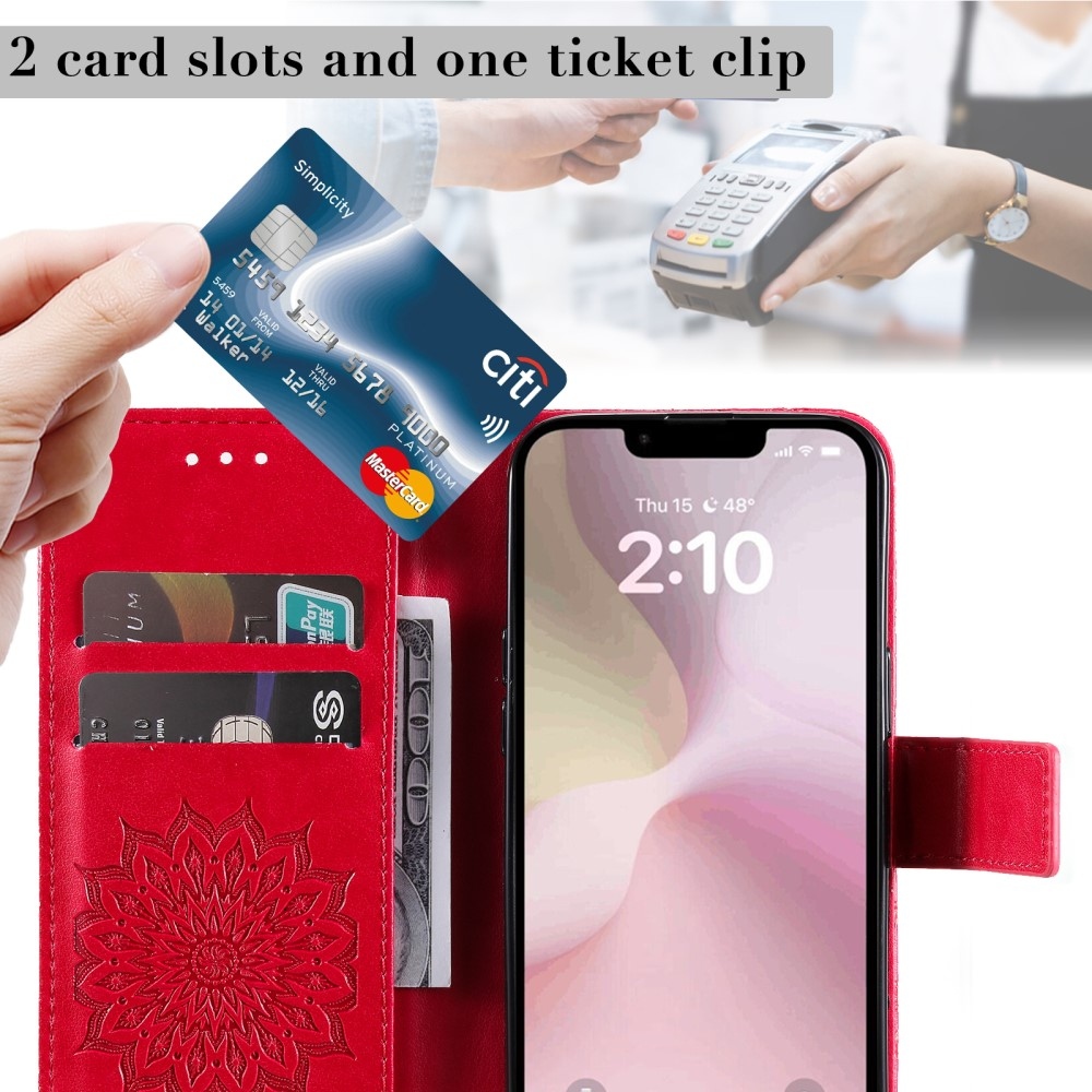 Napraforgó könyvtáska iPhone 16e készülékhez - piros