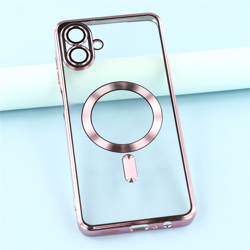 Átlátszó tok kameravédelemmel és MagSafe támogatással Samsung Galaxy A07 4G készülékhez - rózsaszín