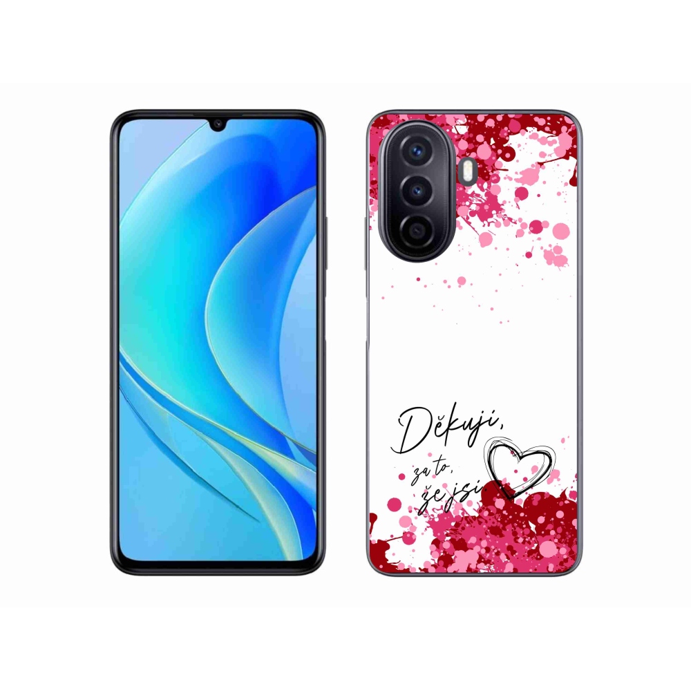 Gél borító mmCase a Huawei Nova Y70 készülékhez - szerelmes szöveg 2 fehér háttér