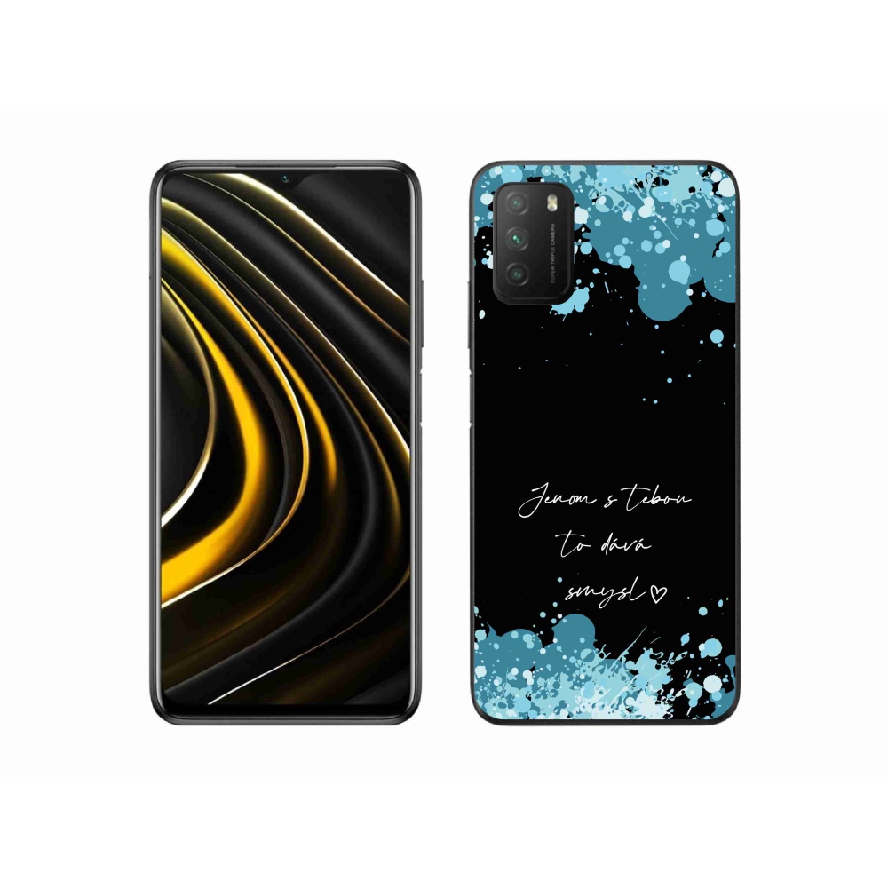 Gél borító mmCase a Xiaomi Poco M3-hoz - szerelmes szöveg fekete háttérrel