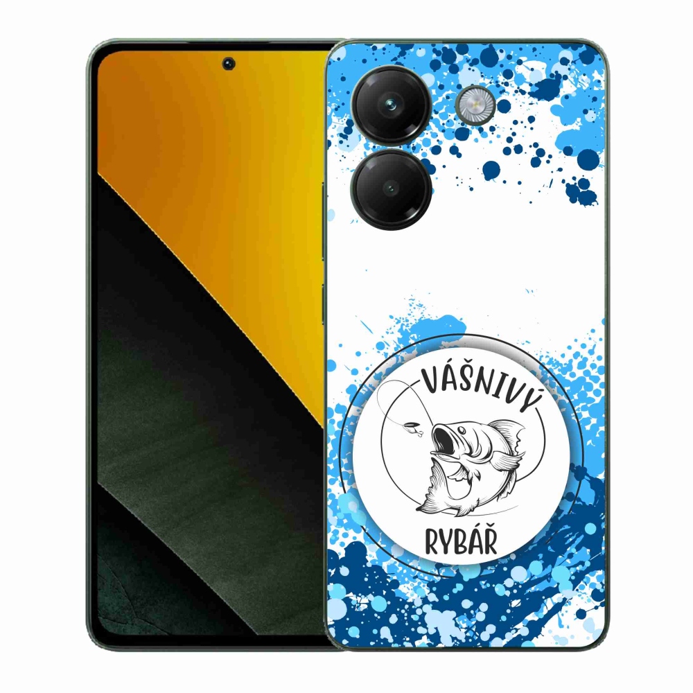 Gél borító mmCase a Xiaomi Poco M7 Pro 5G számára - szenvedélyes halász fehér háttérrel