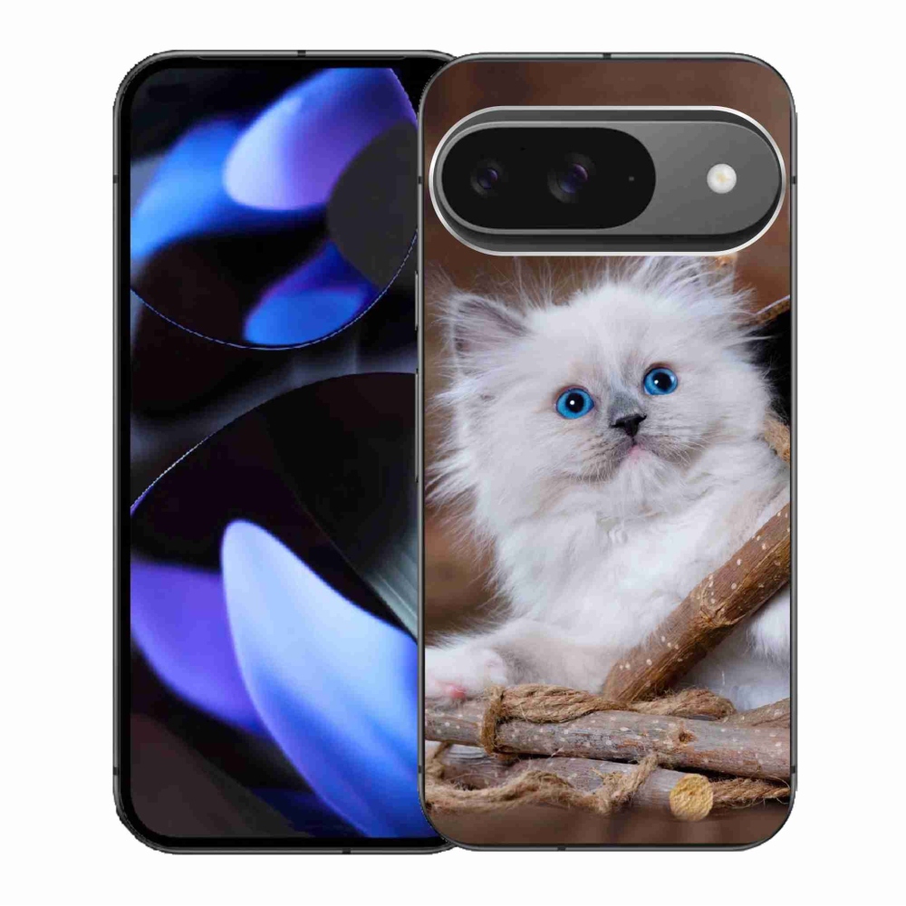 Zselés borítás mmCase a Google Pixel 9/9 Pro készülékhez - fehér cica
