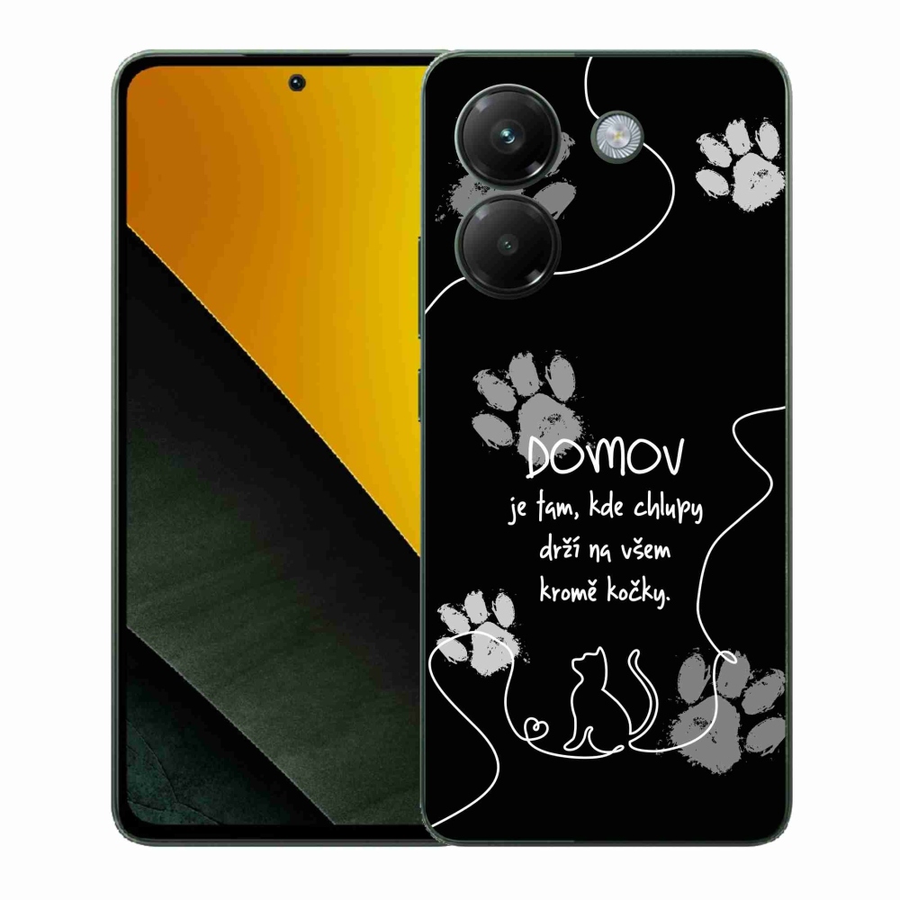 Gél borítás mmCase a Xiaomi Poco M7 Pro 5G számára - macska motívum fekete háttérrel