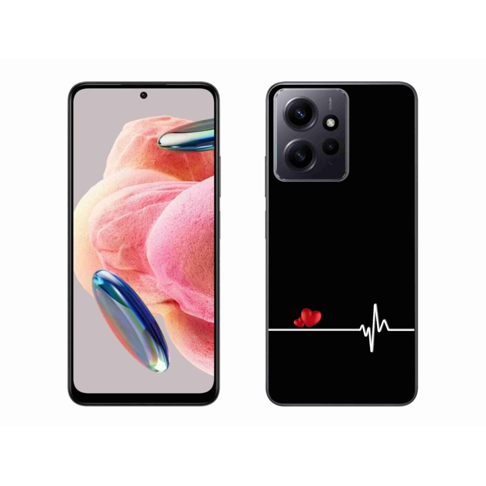 Gél borító mmCase a Xiaomi Redmi Note 12 4G-hez - szív és szívverés fekete háttérrel