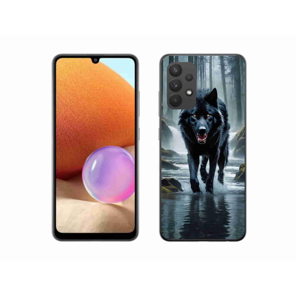 Zselés borítás mmCase Samsung Galaxy A32 4G - fekete farkas
