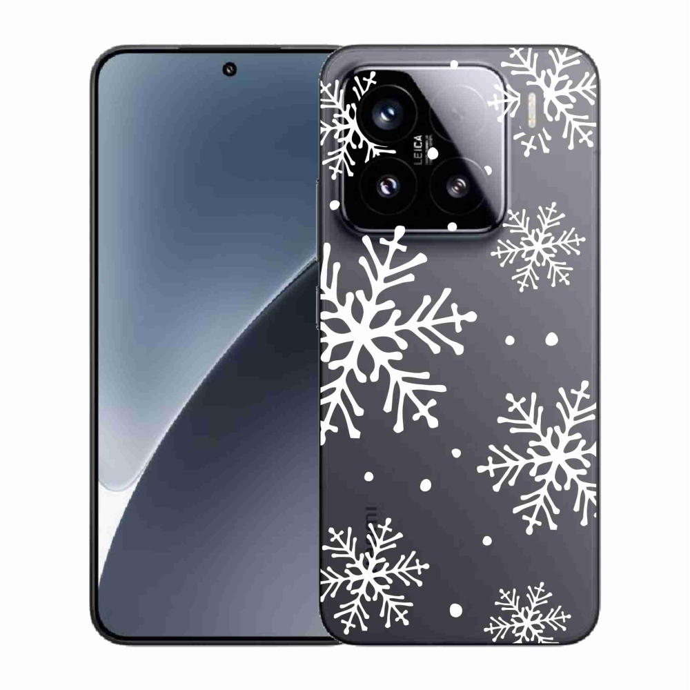 Gél borítás mmCase a Xiaomi 15-öshöz - fehér pelyhek átlátszó háttéren