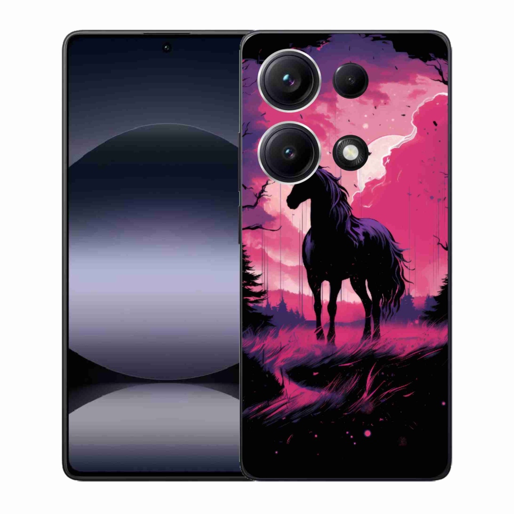 Gél borítás mmCase a Xiaomi Redmi Note 14S-hez - fekete rajzfilm ló 1