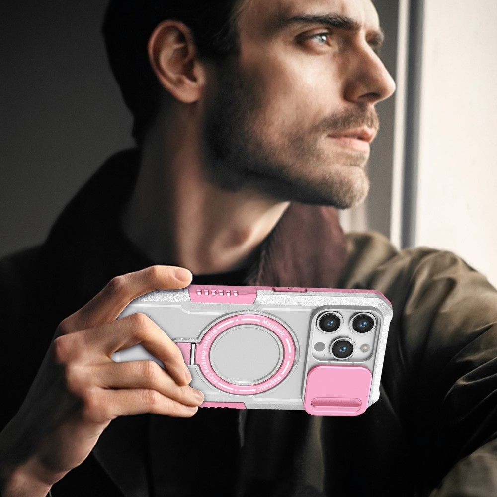 Katonai tartós védőburkolat MagSafe-vel iPhone 14 Pro Max készülékhez - rózsaszín/fehér