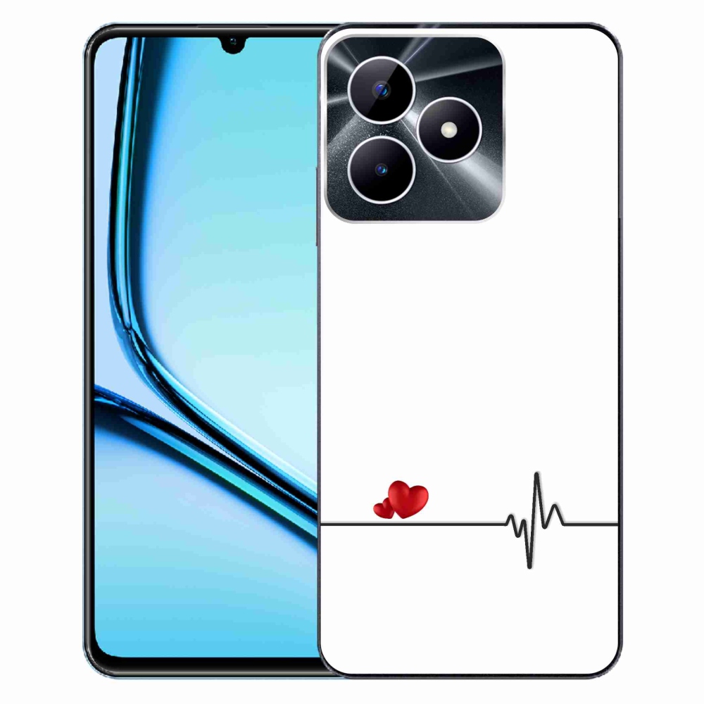 Gél borító mmCase a Realme Note 50 készülékhez - szív és szívverés fehér háttérrel