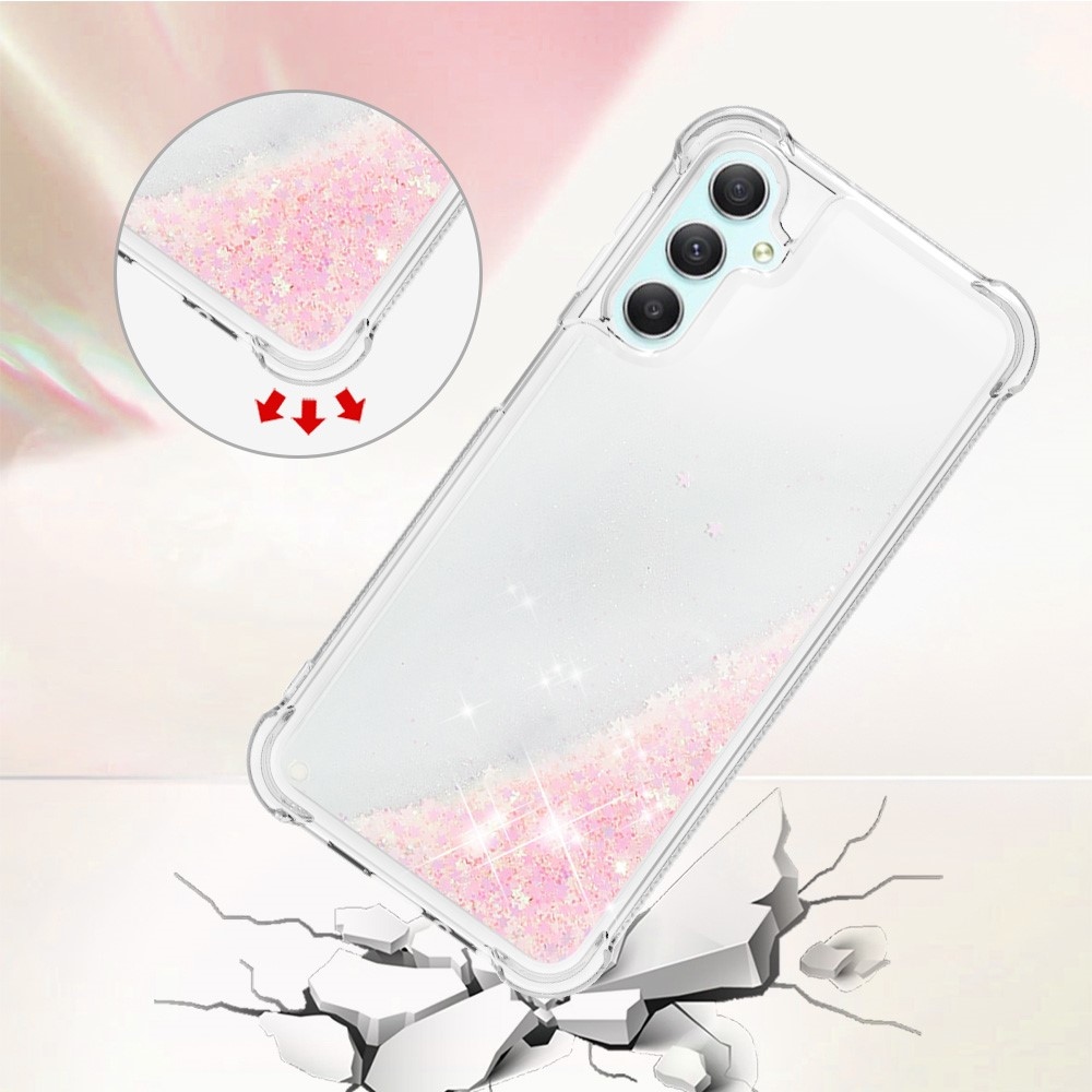 Glitter homokóra zselés tok Samsung Galaxy A24 készülékhez - rózsaszín / csillagok