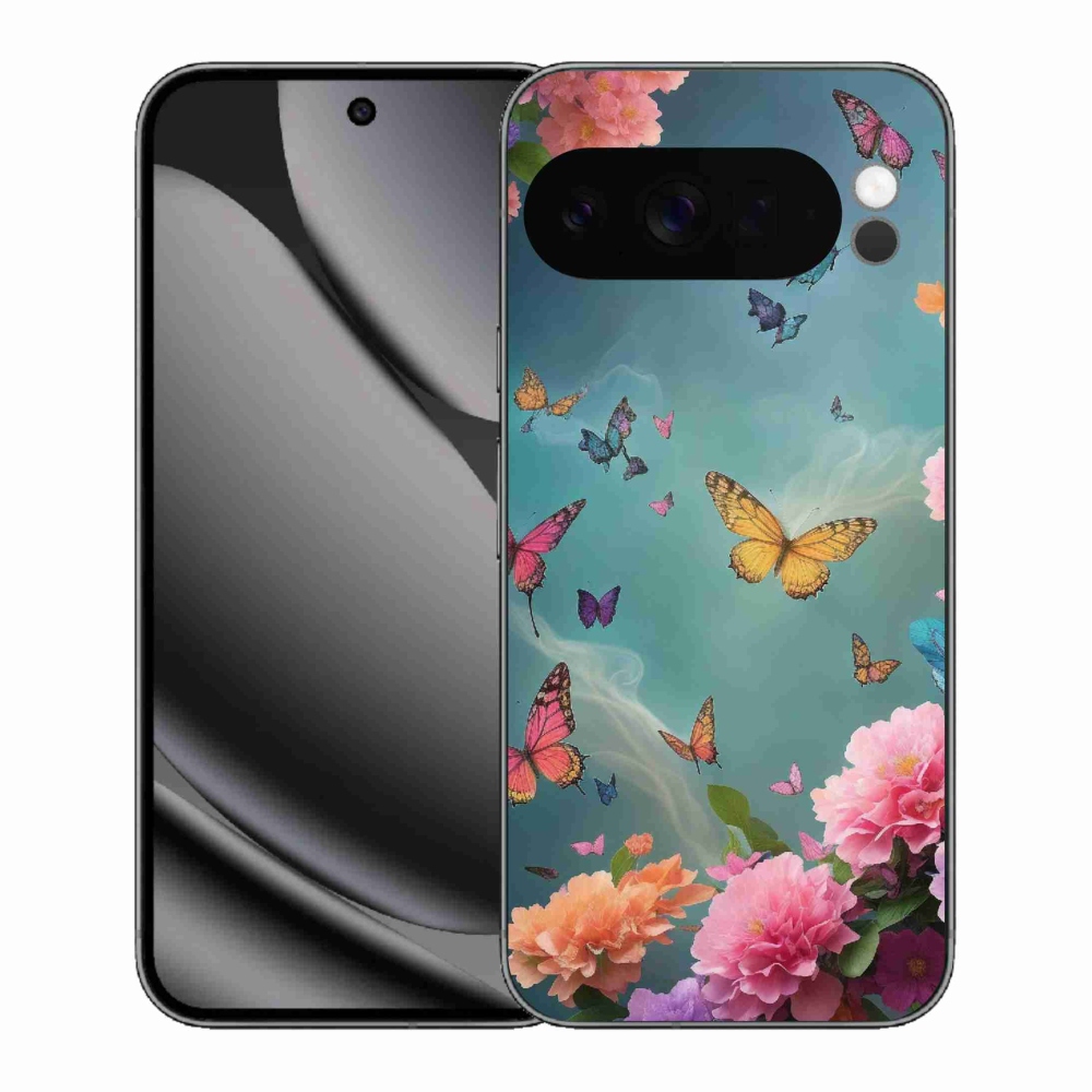 Gél borítás mmCase a Google Pixel 10 Pro XL számára - színes virágok és pillangók