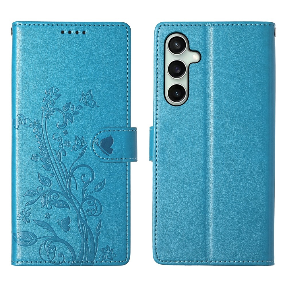 Virágok könyv tok Samsung Galaxy S25 FE készülékhez - kék
