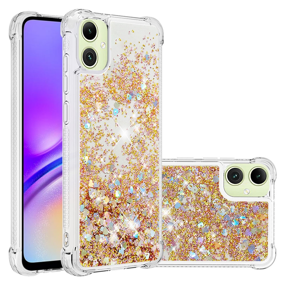 Glitter homokóra zselés tok Samsung Galaxy A07 4G - arany/szív