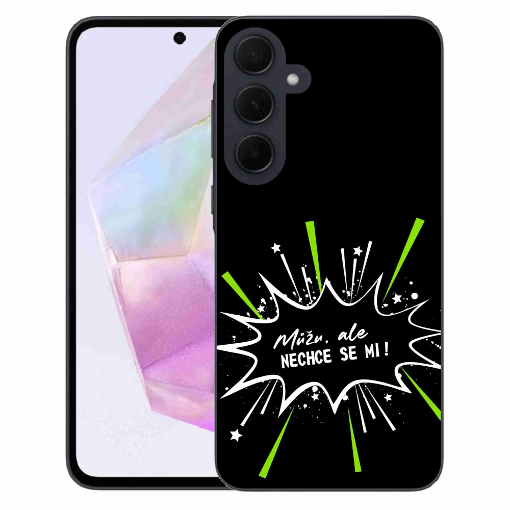 Gél borító mmCase Samsung Galaxy A35 5G - vicces szöveg 11 fekete háttér