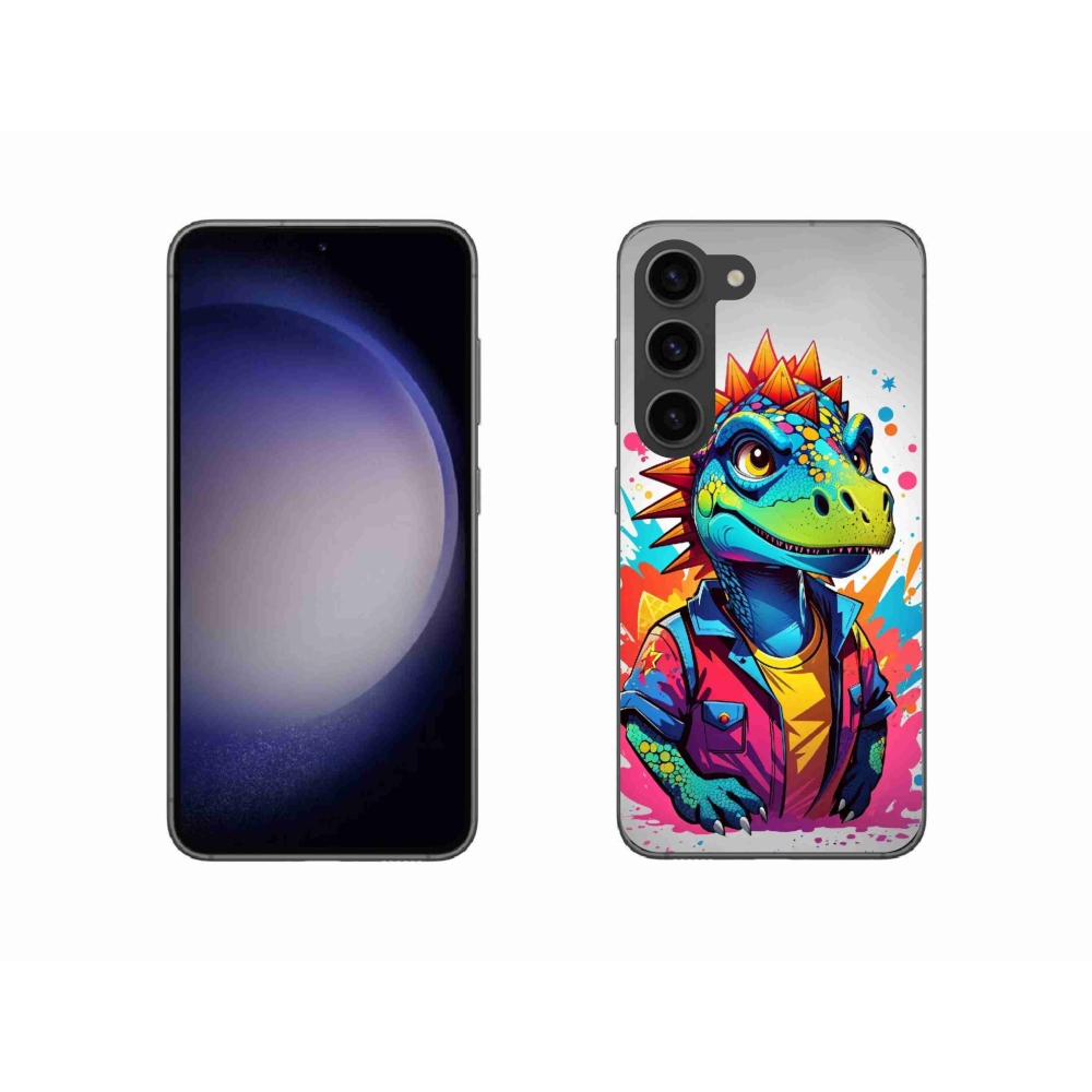 Zselés borítás mmCase Samsung Galaxy S23 5G - színes dinoszauruszhoz