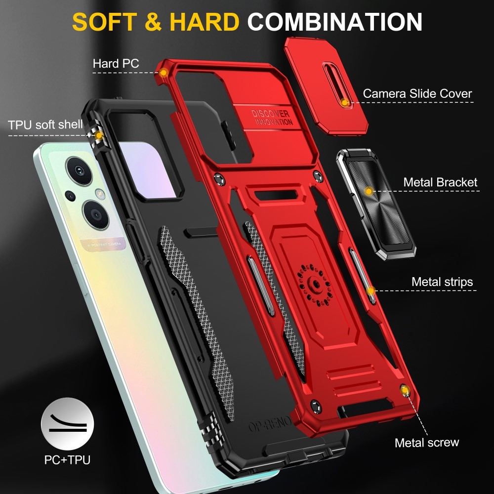 Lencseálló hibrid borítás az Oppo Reno 7 Lite 5G-n - piros színben