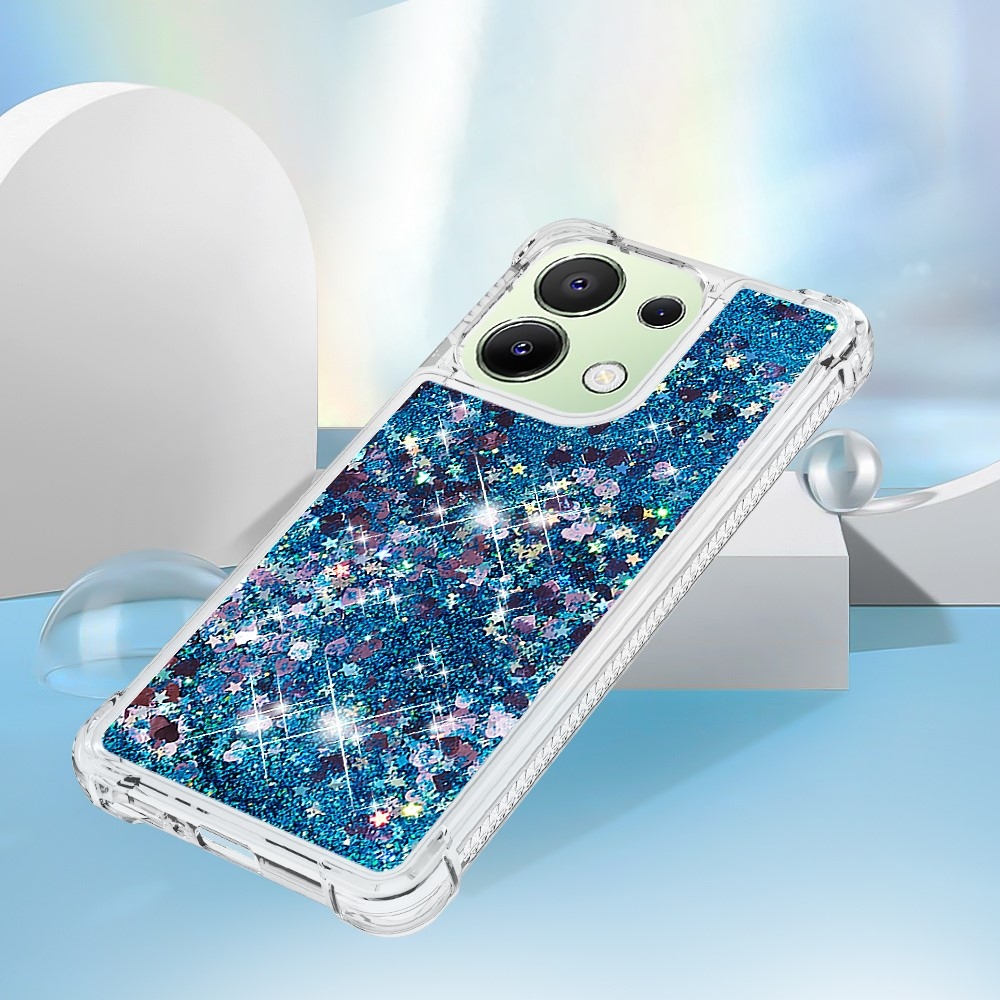 Glitter zselés homokóra tok Xiaomi Redmi Note 13-hoz - kék/szív