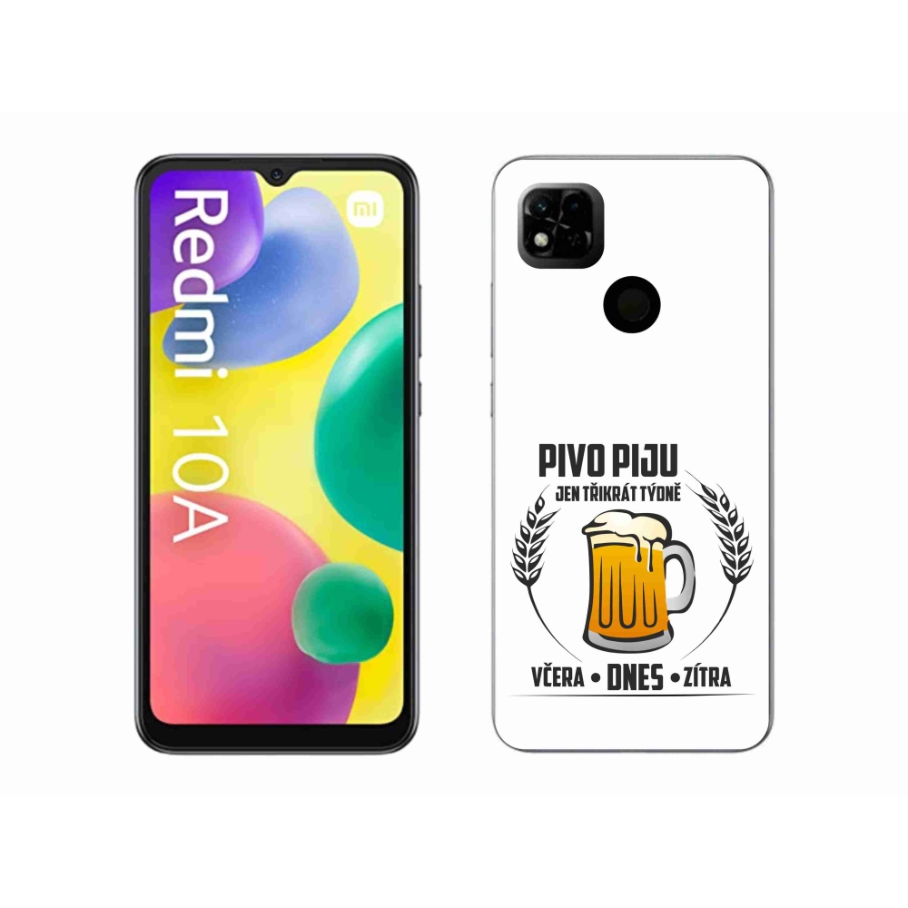 Gél borítás mmCase a Xiaomi Redmi 10A számára - sör motívum fehér háttérrel