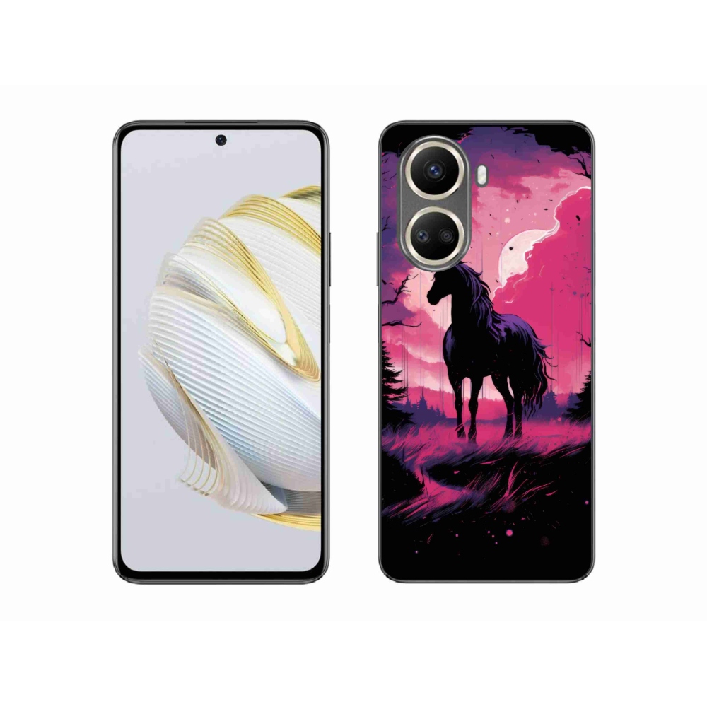 Gél borítás mmCase a Huawei Nova 10 SE-hez - fekete rajzfilm ló 1