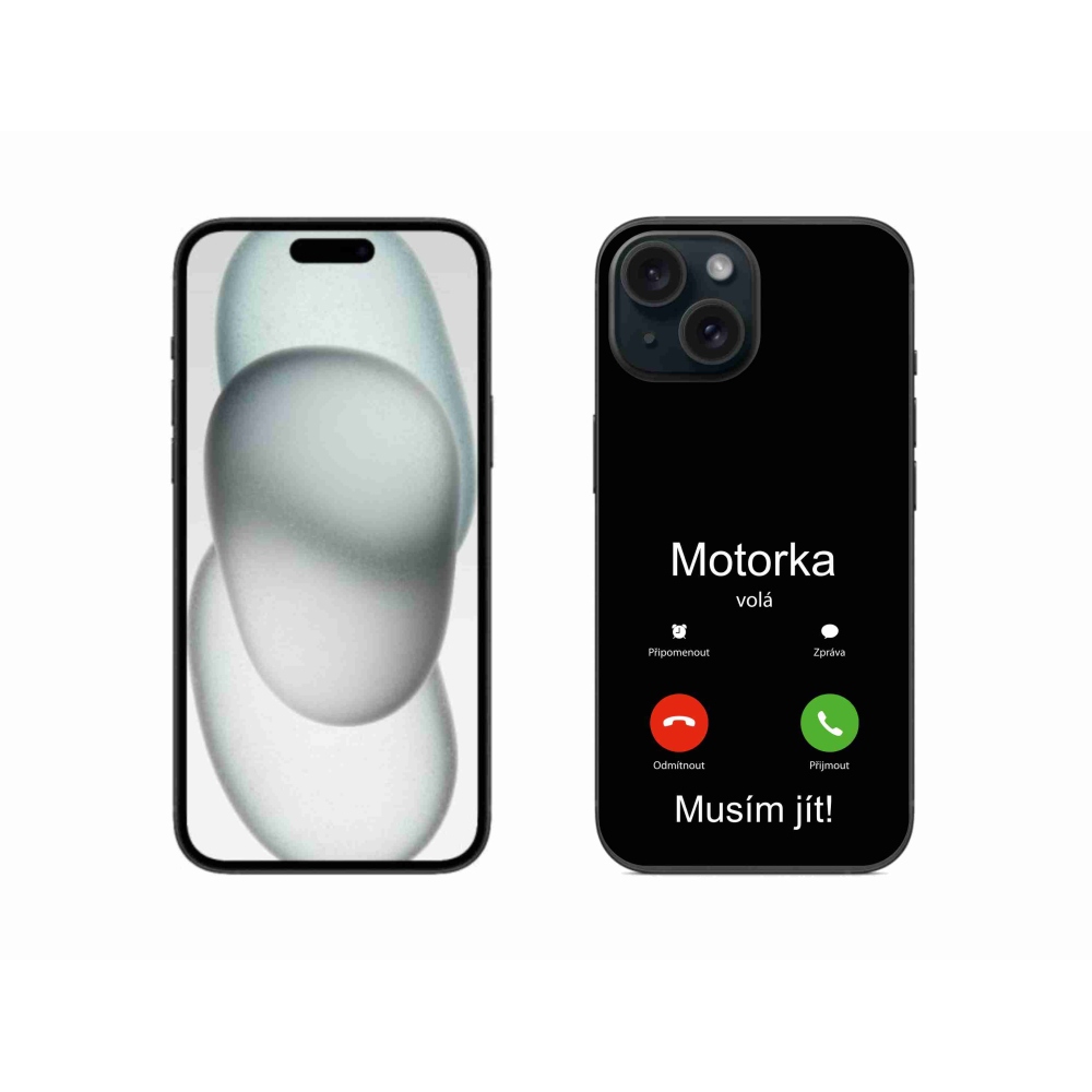 Gél borítás mmCase iPhone 15 készülékhez - motoros hívások fekete háttérrel