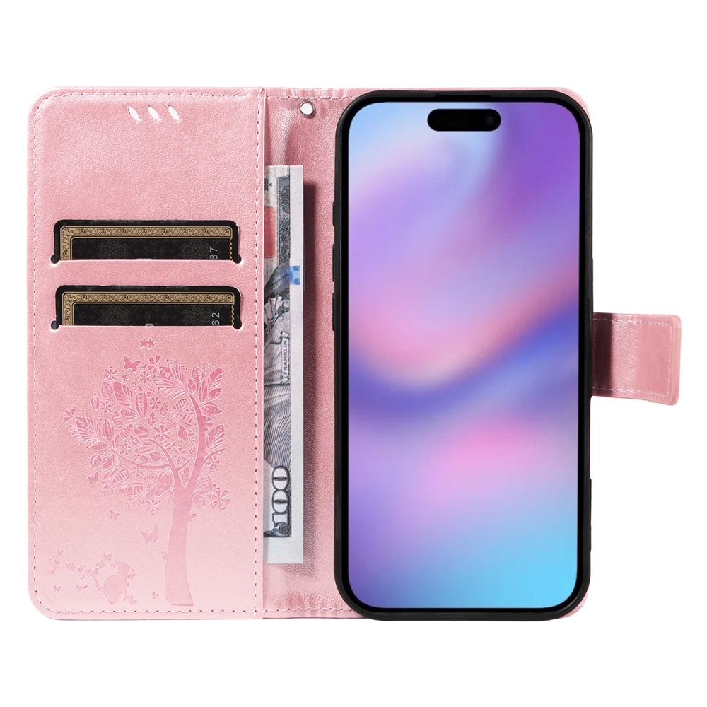 Fák könyvtáska iPhone 17 készülékhez - rózsaarany