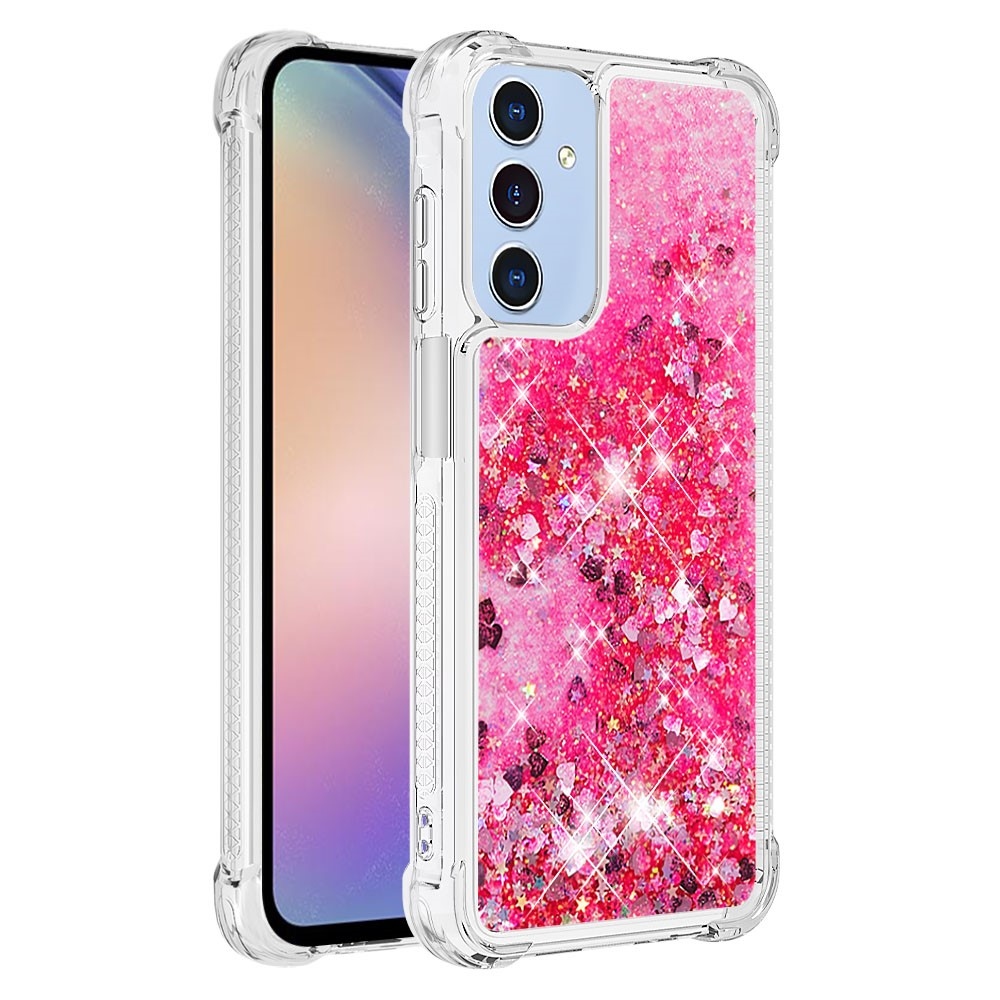 Glitter homokóra zselés tok Samsung Galaxy A26 5G - rózsaszín/szívek
