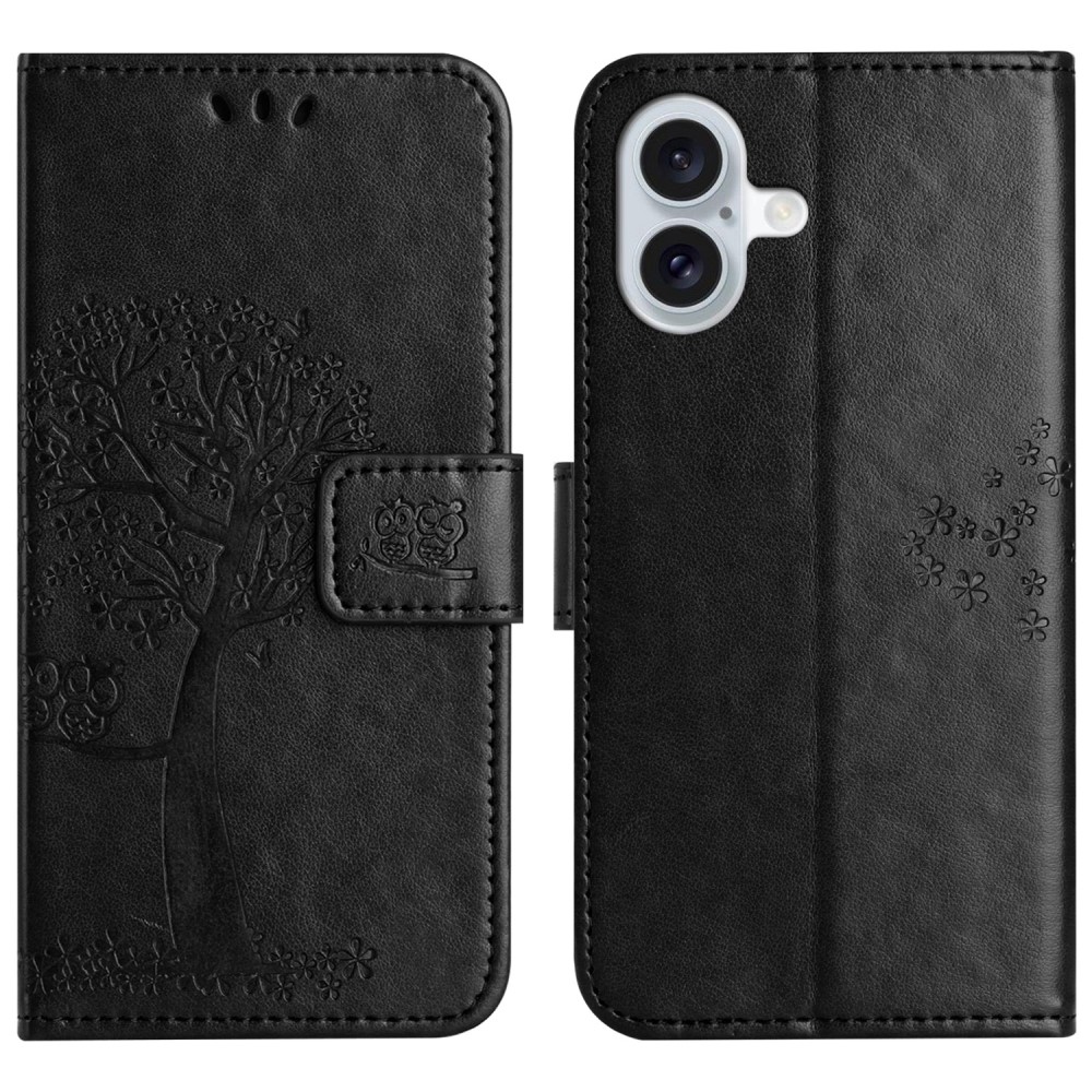 Fa könyv tok iPhone 16-hoz - fekete