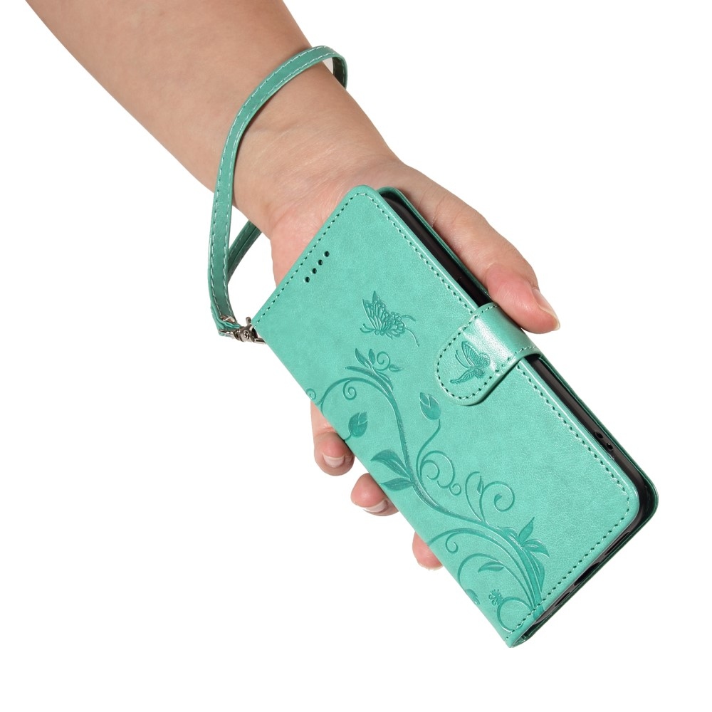 Virágok könyvtáska a Honor X7b/Honor 90 Smart készülékhez - teáskék színű