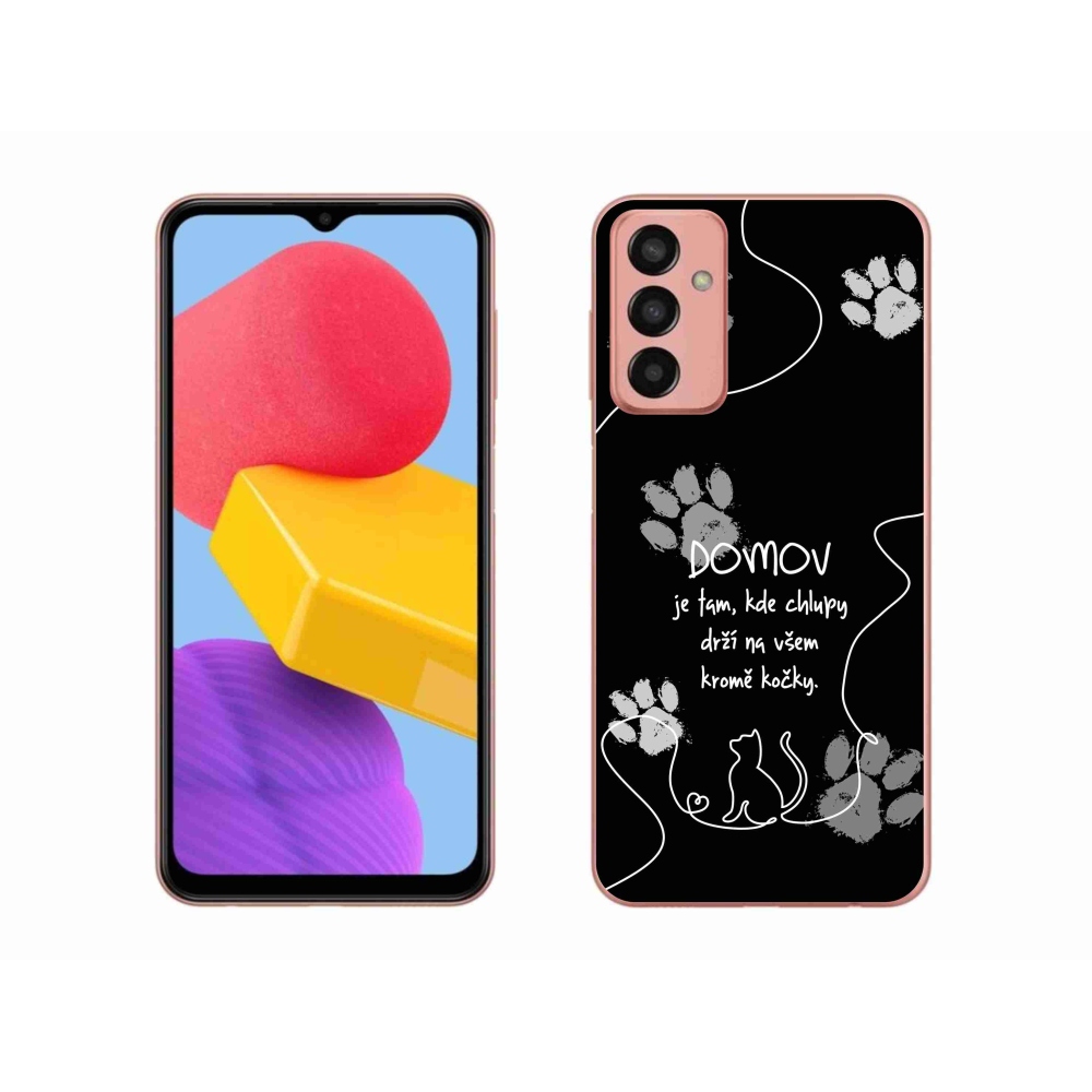Gél borító mmCase Samsung Galaxy M13 készülékhez - macska motívum fekete háttérrel