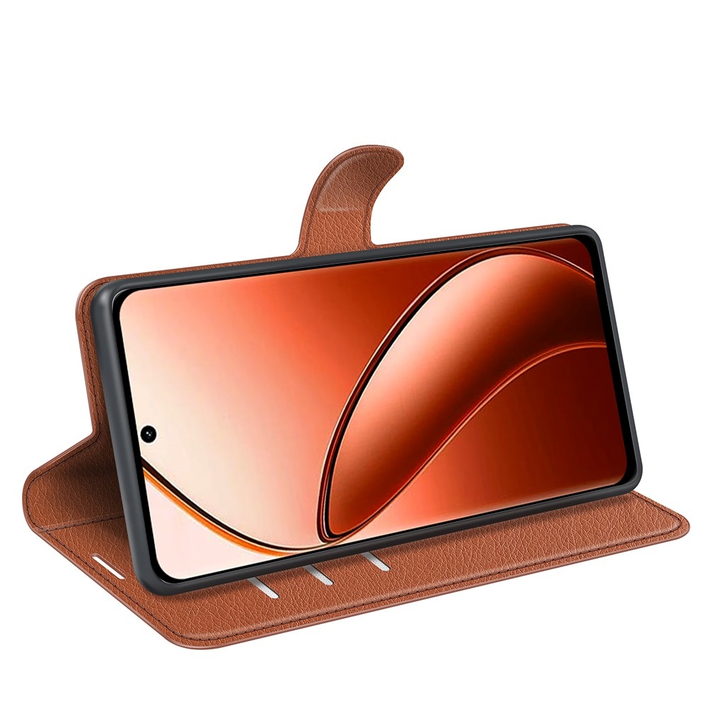 Litchi könyvtáska a Realme 12 Pro 5G/12 Pro+ 5G 12 Pro+ 5G készülékhez - barna