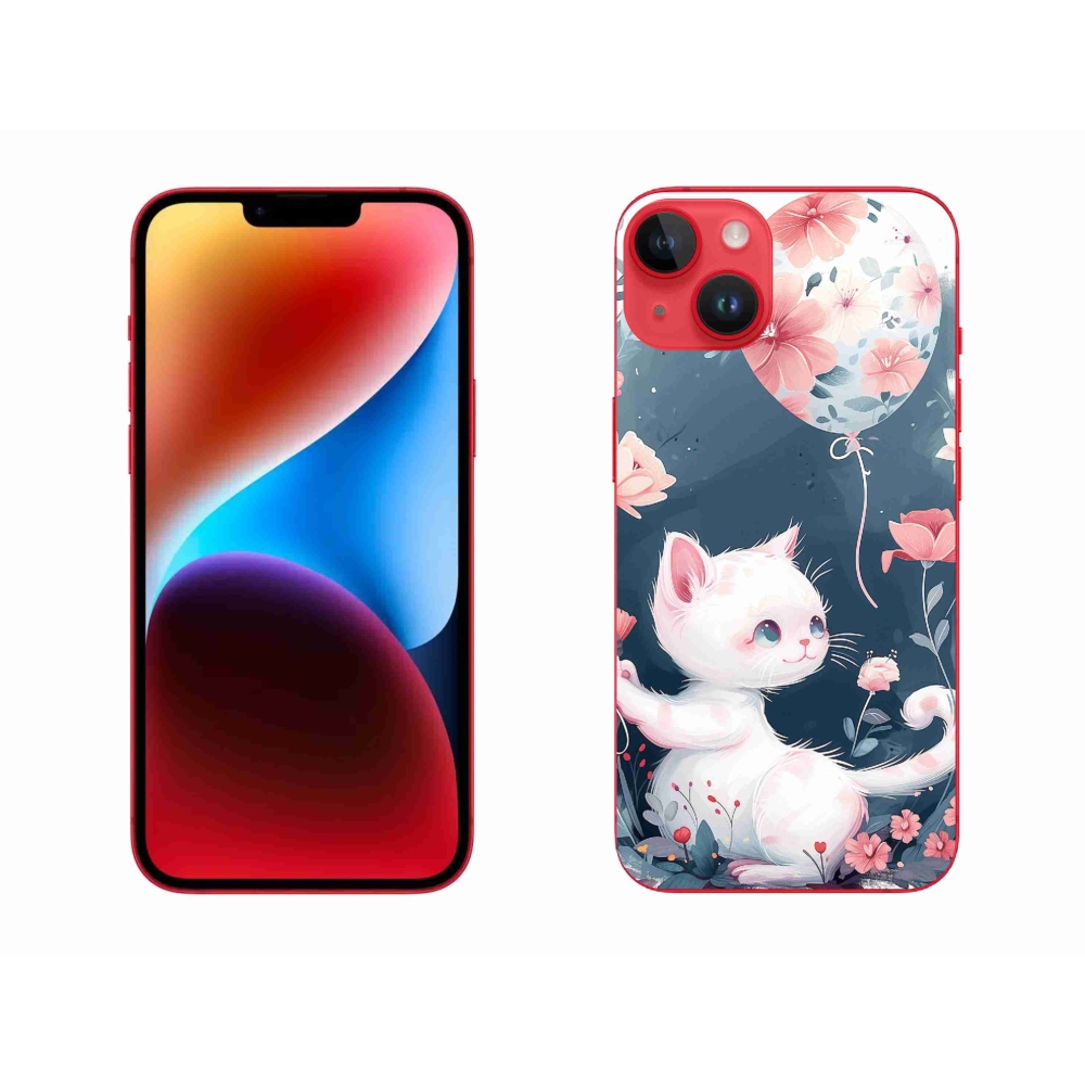 Gél borítás mmCase iPhone 14 Plus készülékhez - cica lufival