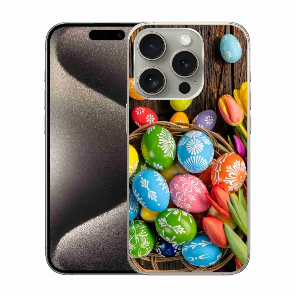 Zselés borítás mmCase iPhone 15 Pro készülékhez - Húsvéti tojások