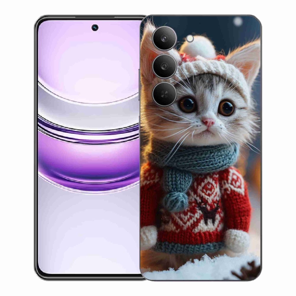 Gél borítás mmCase a Realme 14x 5G készülékhez - cica pulóverben