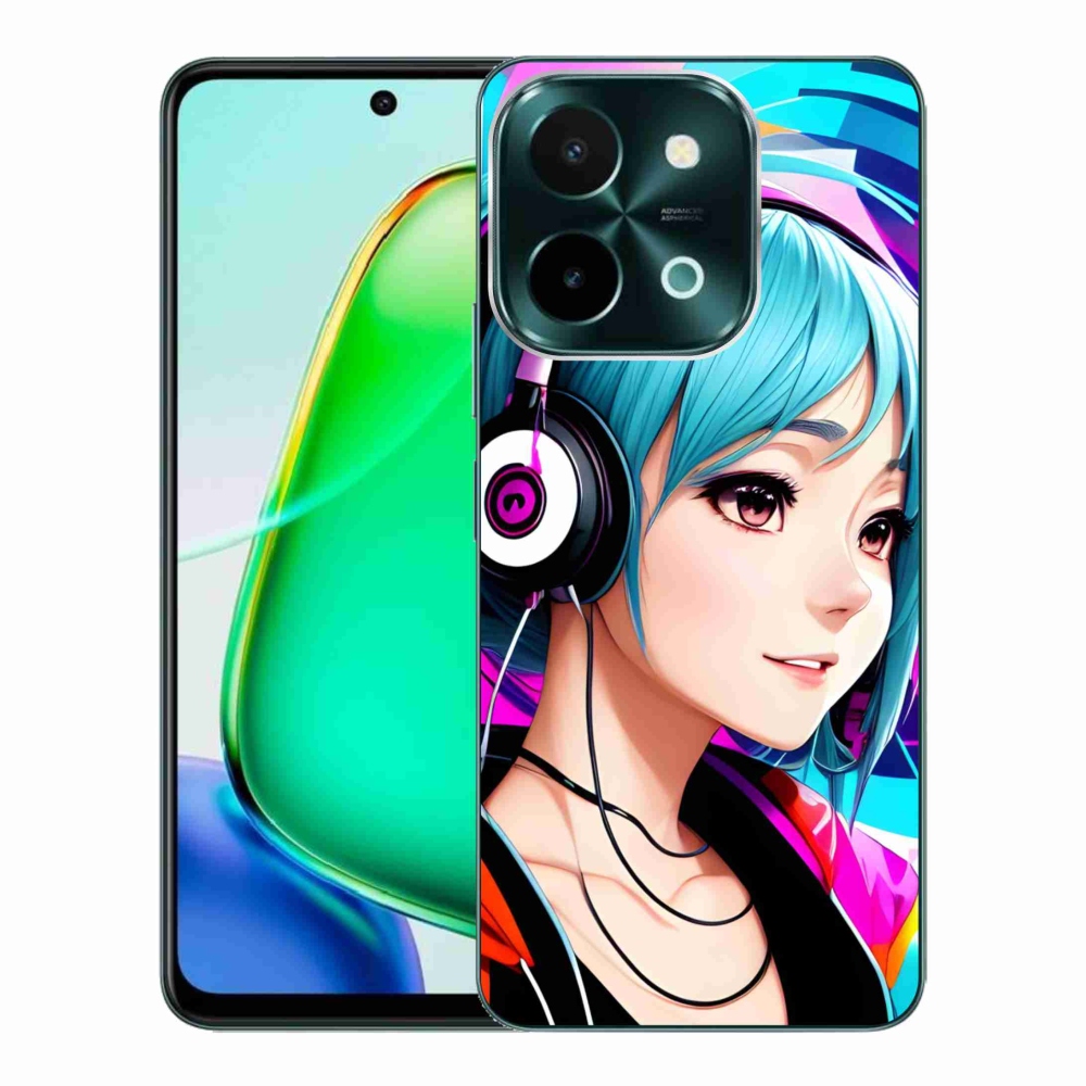 Gél borító mmCase a Vivo Y28-hoz - lány fejhallgatóval