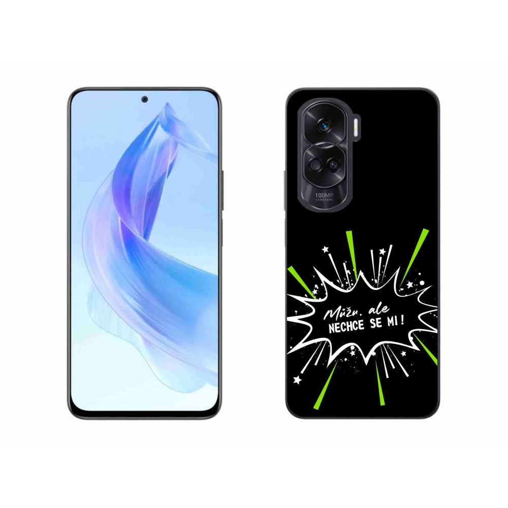 Zselés borító mmCase a Honor 90 Lite készülékhez - vicces szöveg 11 fekete háttér