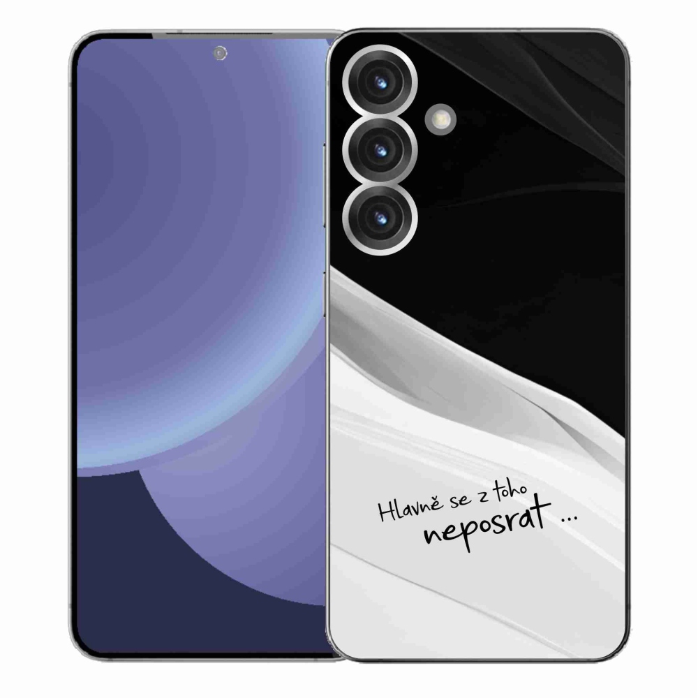 Gél borító mmCase Samsung Galaxy S25+ készülékhez - vicces szöveg 13 fehér és fekete háttérrel