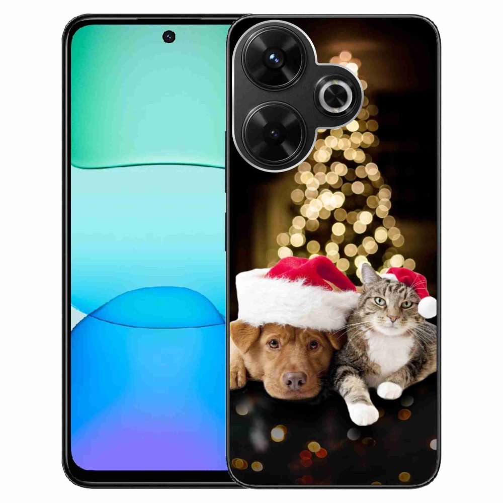 Gél borítás mmCase a Xiaomi Redmi 13 4G/Poco M6 4G - Karácsonyi kutya és macska számára