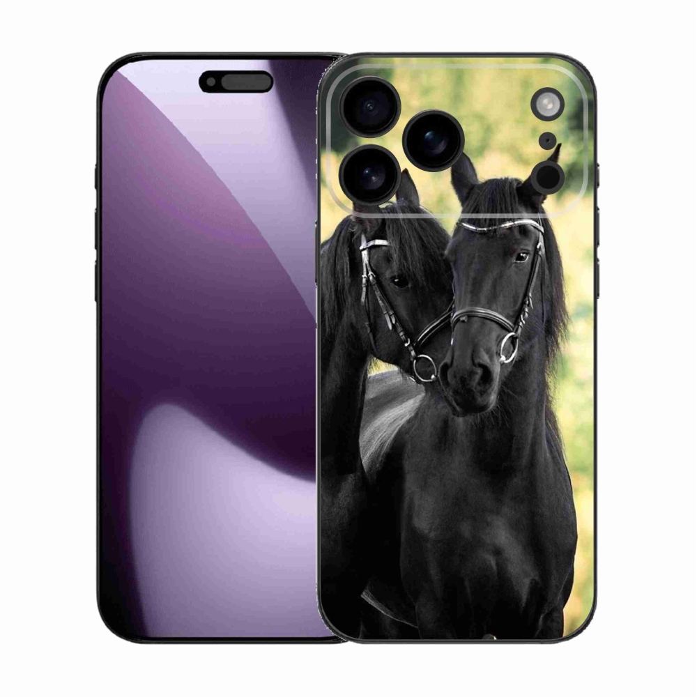 Zselés borítás mmCase iPhone 17 Pro Max készülékhez - két fekete ló