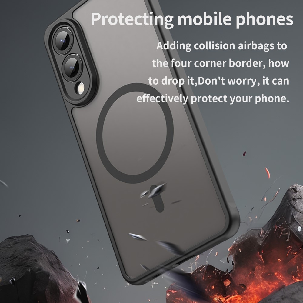 Matta zselés tok MagSafe tok Samsung Galaxy S25 Edge készülékhez - fekete