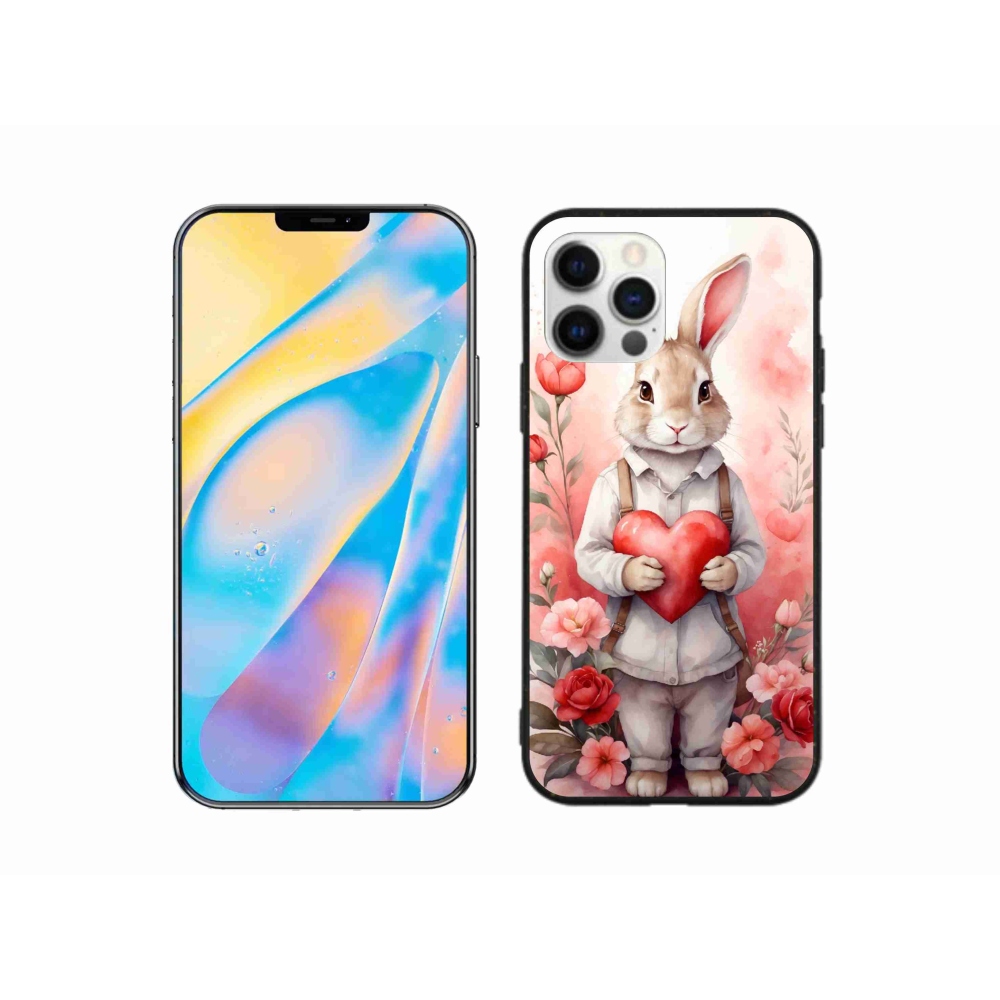 Zselés borítás mmCase iPhone 12 készülékhez - nyúl szívvel
