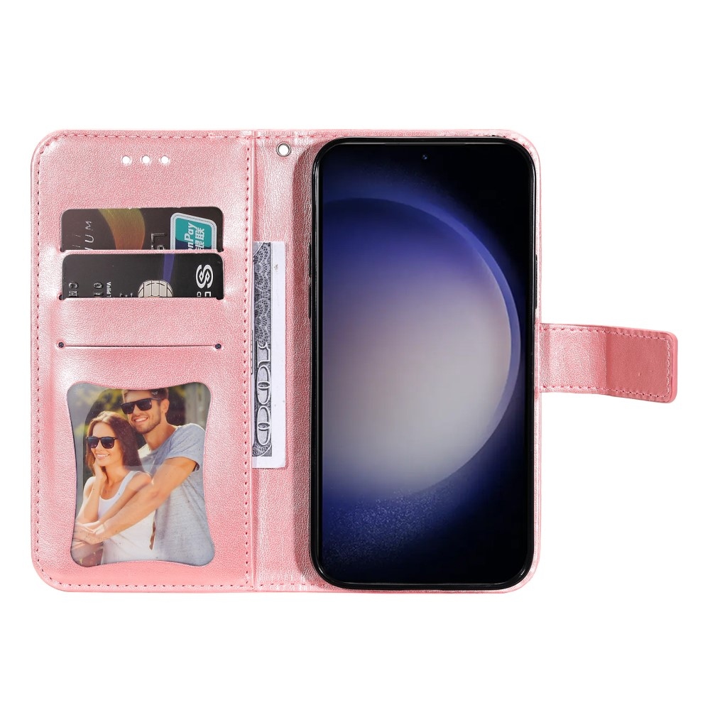 Virágos könyves tok Samsung Galaxy S25+ készülékhez - rózsaszín